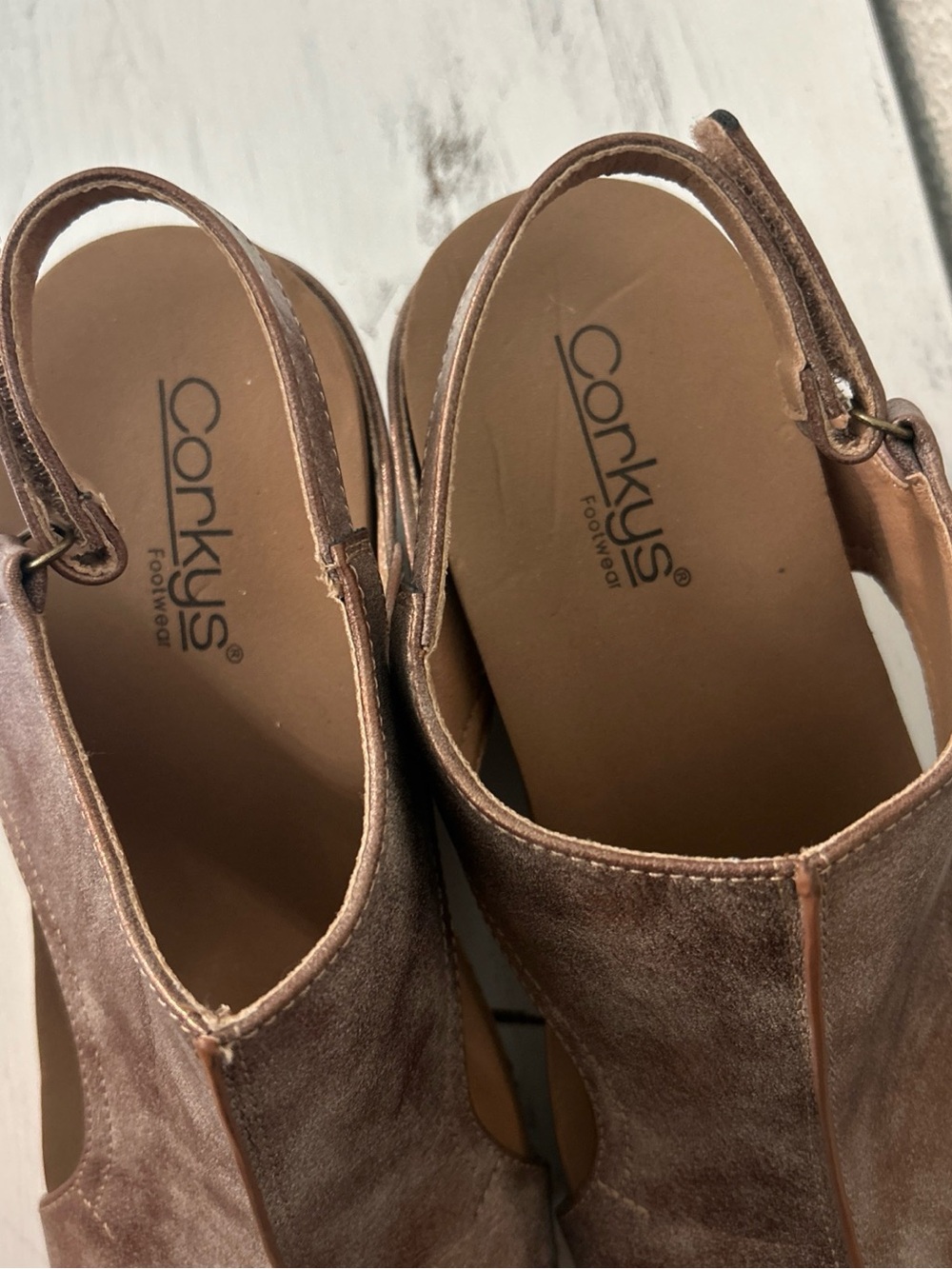 Corkys Rose Gold Metallic Open-Toe Wedge Sandals - Picture 4 of 5